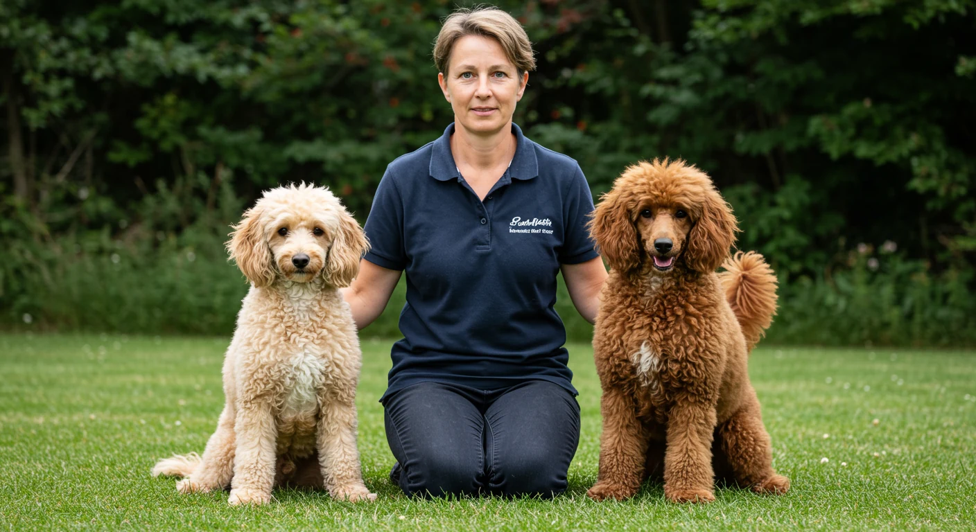 Eleveuse avec ses caniches miniatures