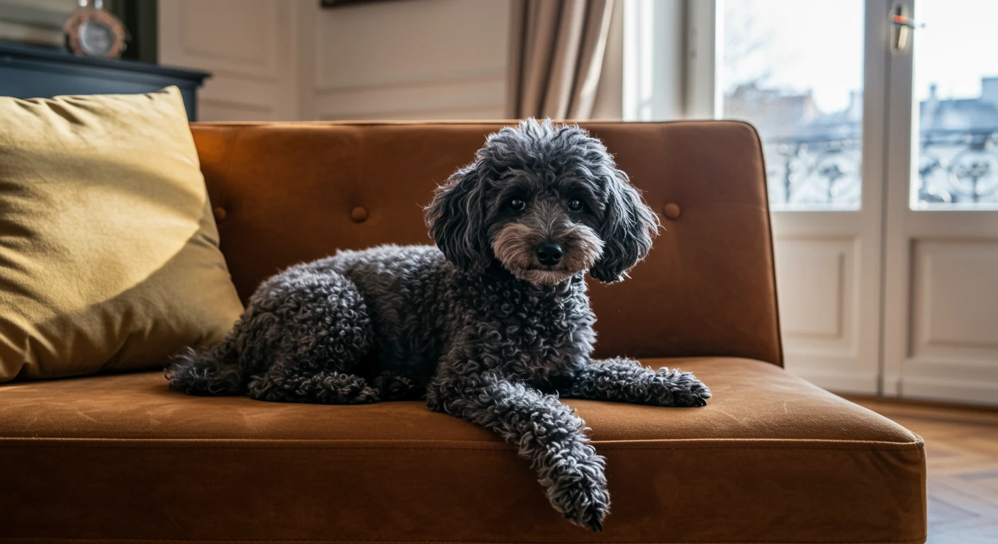 Caniche miniature dans son environnement familial